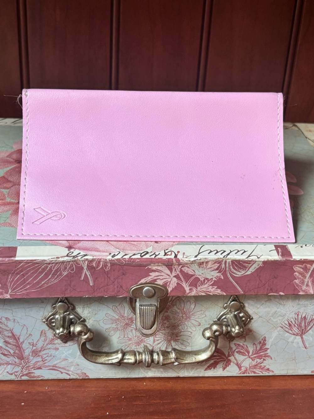 Pink Leather Card Holder